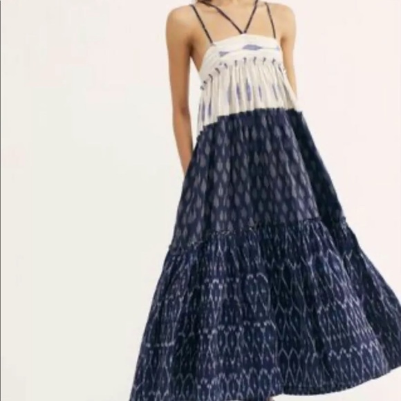 Free People Dress Mixed Print Swing Ruffle Tier 0 - Picture 3 of 7